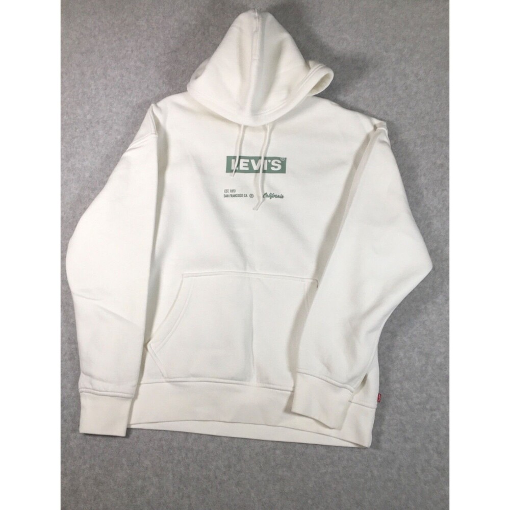 Men's Levi’s White Hoodie W/ Imprint Front Chest Size Medium Relaxed New No Tag